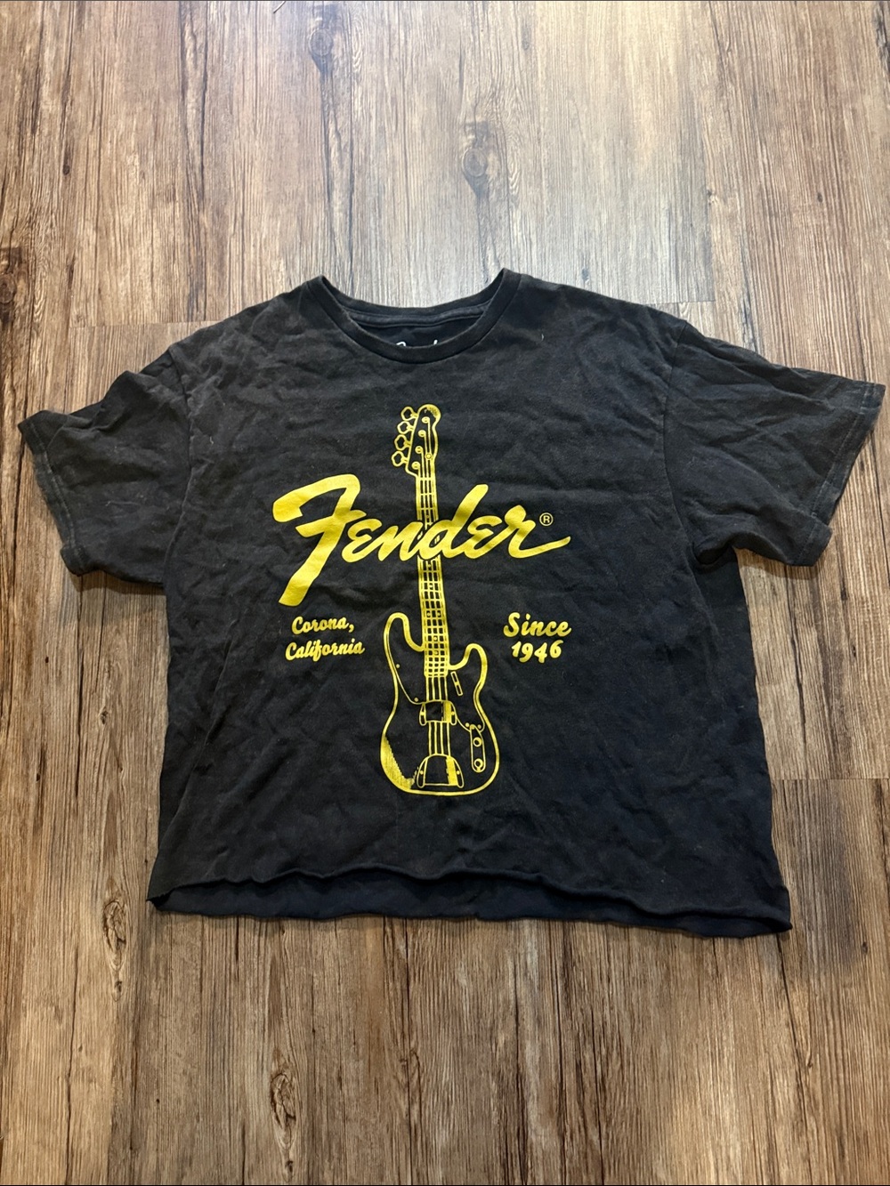Fender Black Tee with Yellow Guitar Graphic